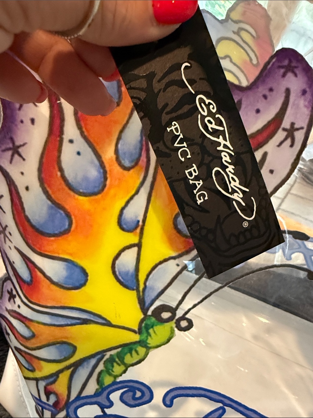 Ed Hardy Clear Butterfly Tote Bag in Multicolor - NWT! - Picture 4 of 6